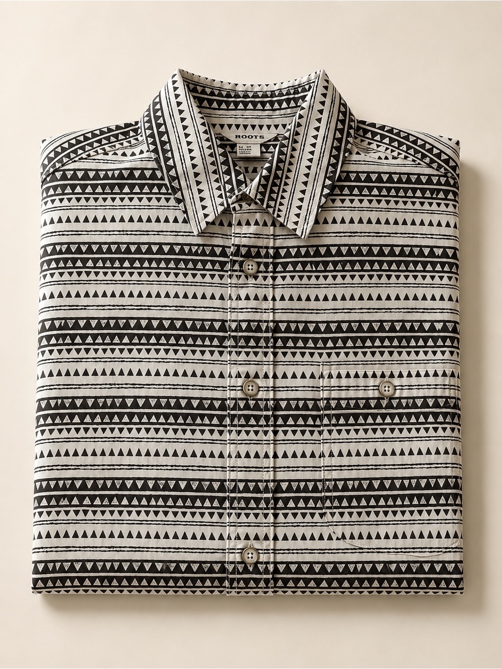 Roots Men’s Cotton Linen Geometric Shirt S